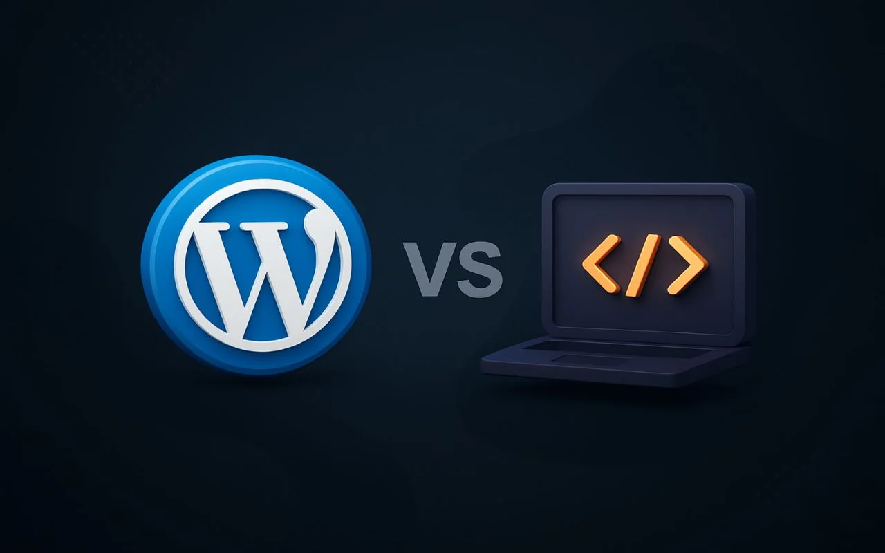 Comparação visual entre WordPress e uma implementação com código próprio