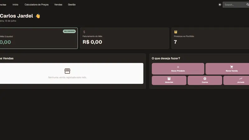 Interface do aplicativo web ValoraApp