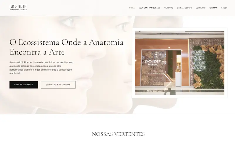 Página inicial do site RioArte Estética